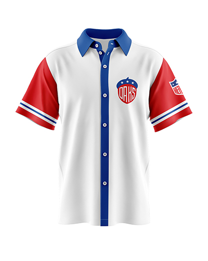 BASEBALL Button Up Shirt Patriot Sports  Front View. Printed all over in HD on premium fabric. Handmade in California.