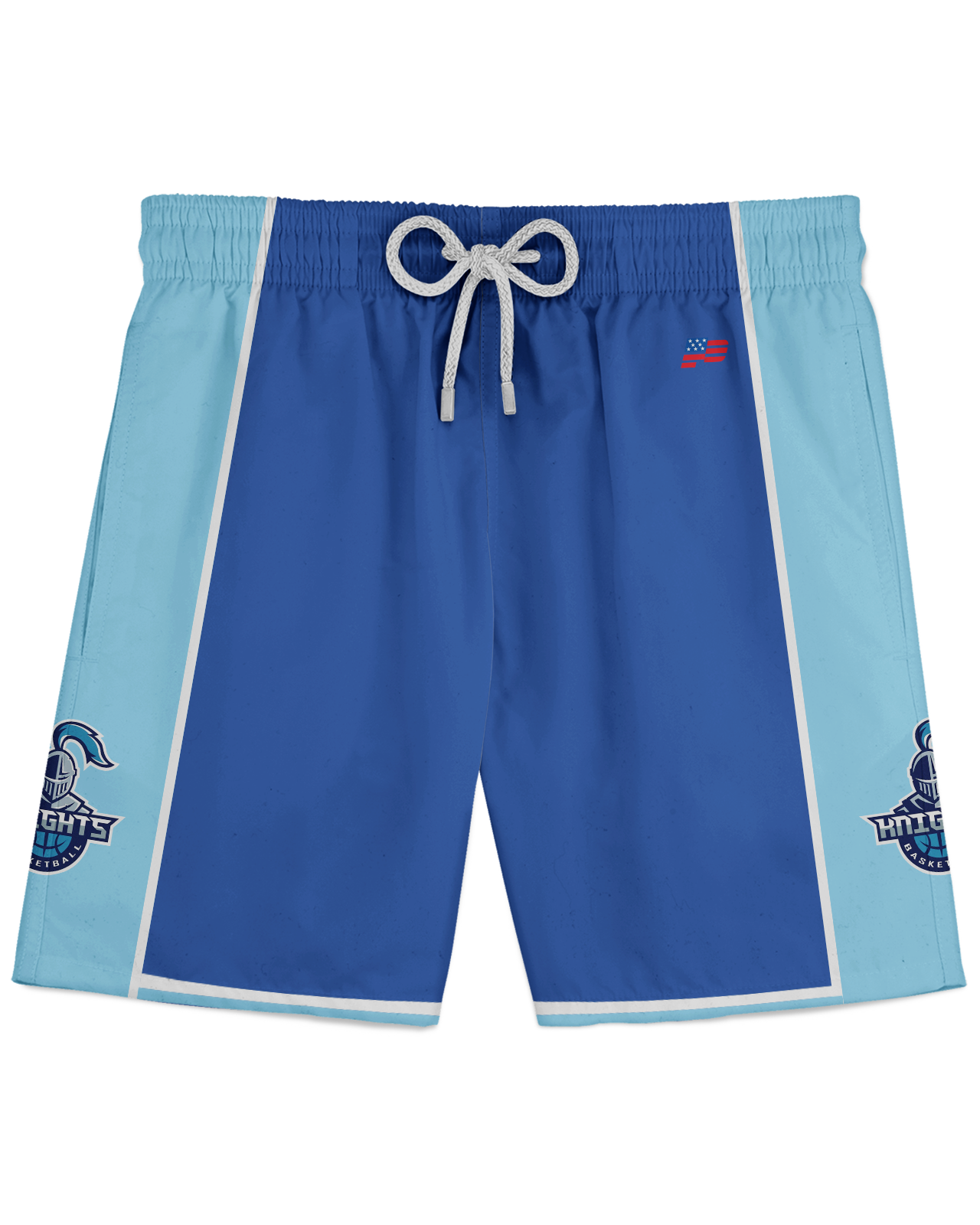 BASKETBALL Athletic Shorts  Patriot Sports  Front View.   printed all over in HD on premium fabric. Handmade in California.
