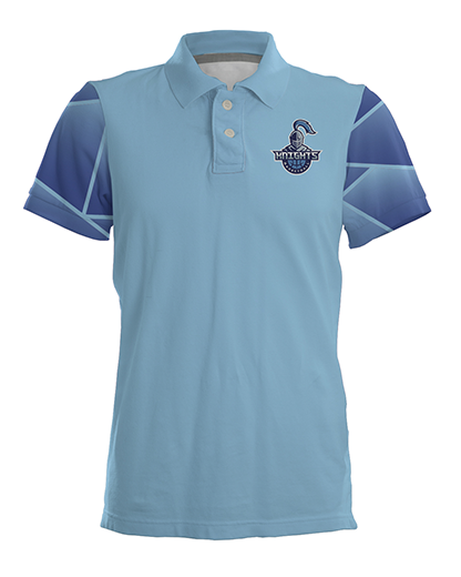 BASKETBALL Polo Patriot Sports  Front View. Printed all over in HD on premium fabric. Handmade in California.