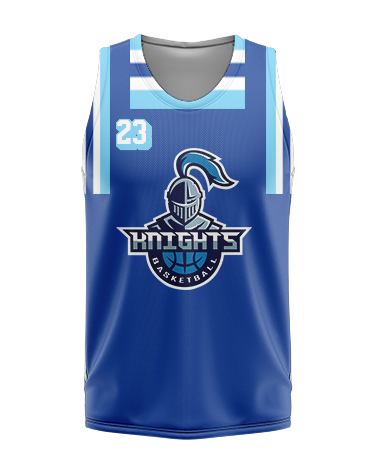BASKETBALL Sleeveless Jersey Patriot Sports  Front View.  Printed all over in HD on premium fabric. Handmade in California.