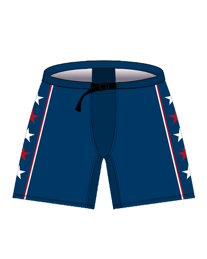 HOCKEY Belted Pant Shell   Patriot Sports   Front View.  In blue color. Handmade in California.