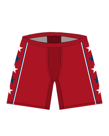 HOCKEY Elastic Waist Pant Shell    Patriot Sports   Front View in Red color   with a printed blue and white star on the side,   