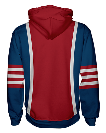 HOCKEY Pullover Hoodie    Patriot Sports    Back View . Multicolored.