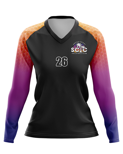VOLLEYBALL Long Sleeve Jersey   Patriot Sports    Front  View. Printed all over in HD on premium fabric. Handmade in California.